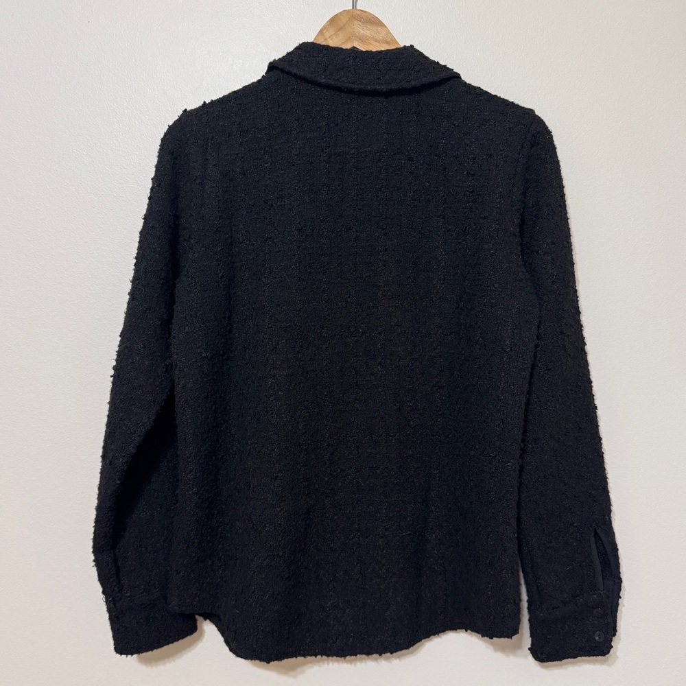 Abercrombie & Fitch Oversized Textured Tweed Button Up Shacket Small Black Coat - Picture 6 of 8